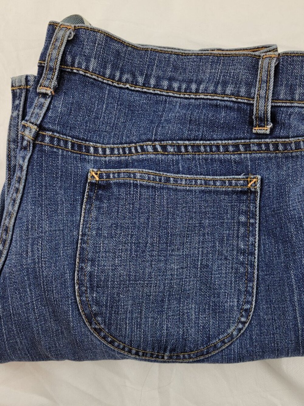 GAP Low Rise Capri Stretch Jeans Women's 16 Blue Cuffed Crop Pockets Vintage Y2K - Picture 10 of 12